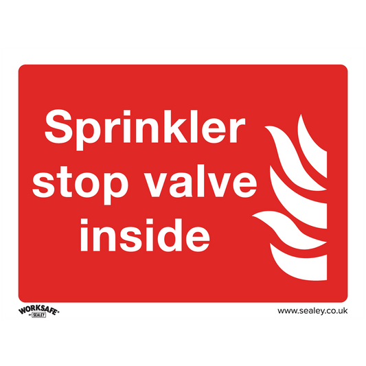 Worksafe&#174; Sprinkler Stop Valve Safety Sign, Self-Adhesive Vinyl - Pack of 10