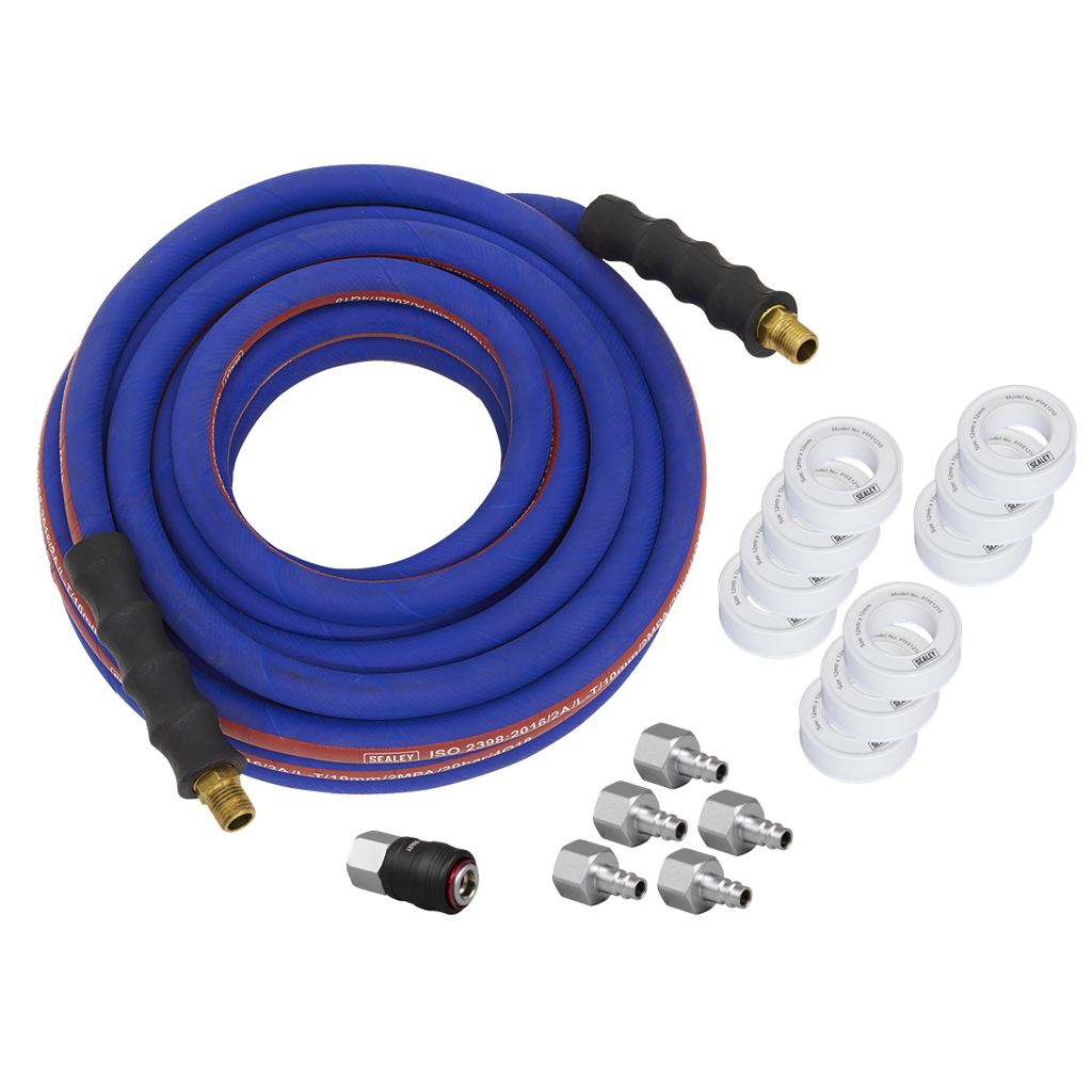 Extra-Heavy-Duty High Flow Air Hose Kit with Couplings 15m x 13mm
