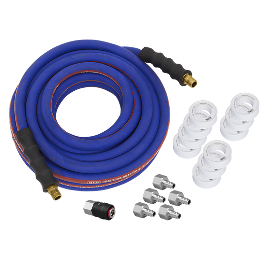 Extra-Heavy-Duty High Flow Air Hose Kit with Couplings 15m x 13mm