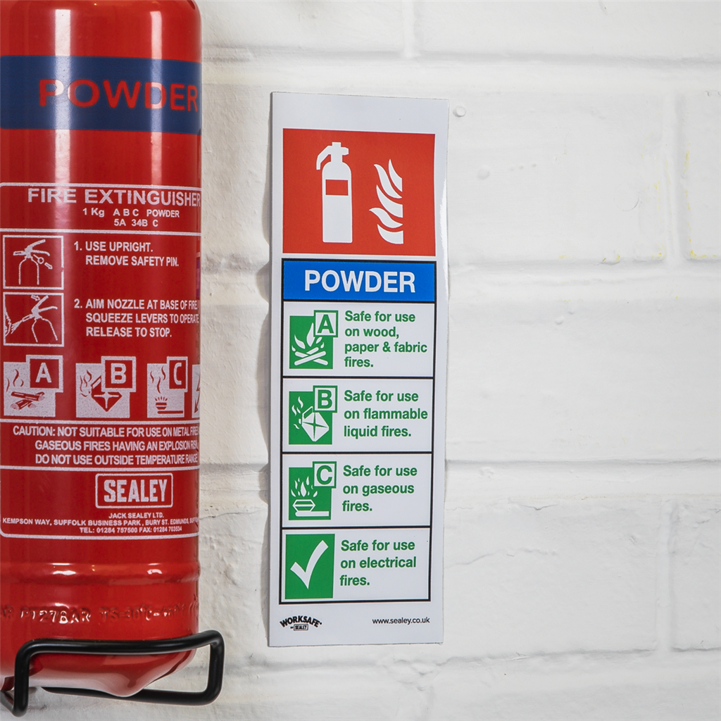 Worksafe&#174; Powder Fire Extinguisher Safety Sign - Rigid Plastic