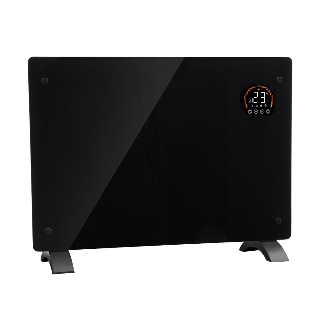 Baridi Electric Glass Panel Heater, 1500W, Thermostat Controlled 24Hr 7 Day Timer, Wi-Fi Enabled, Remote Control, Black - DH137