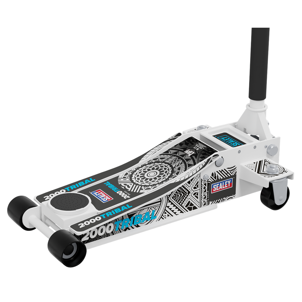 Low Profile Custom Design Trolley Jack with Rocket Lift 2 Tonne - White