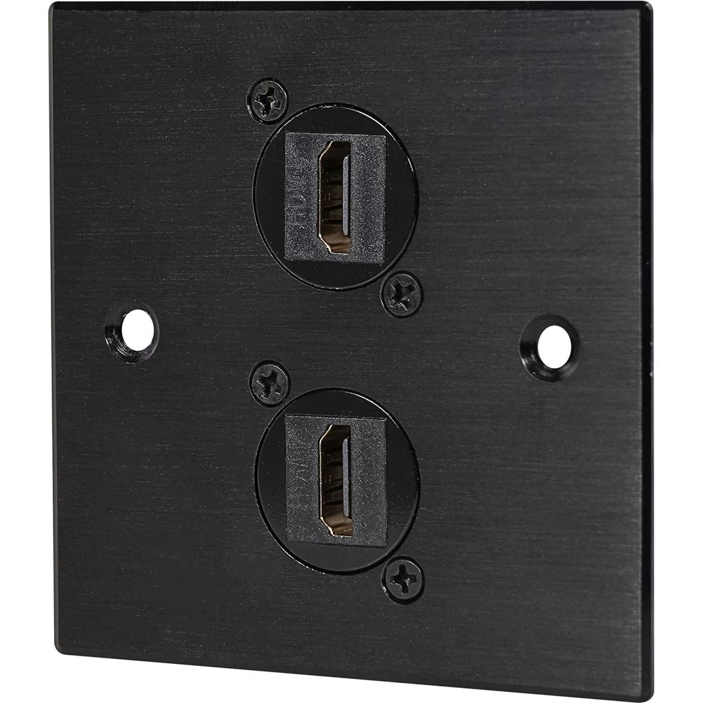 2 x HDMI Feedthrough Wall Plate Metal