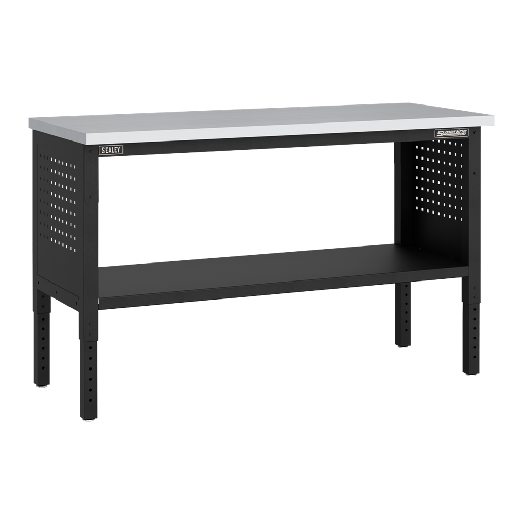 Superline PRO&#174; Modular Workbench with Stainless Steel Worktop & Adjustable Height 1525mm
