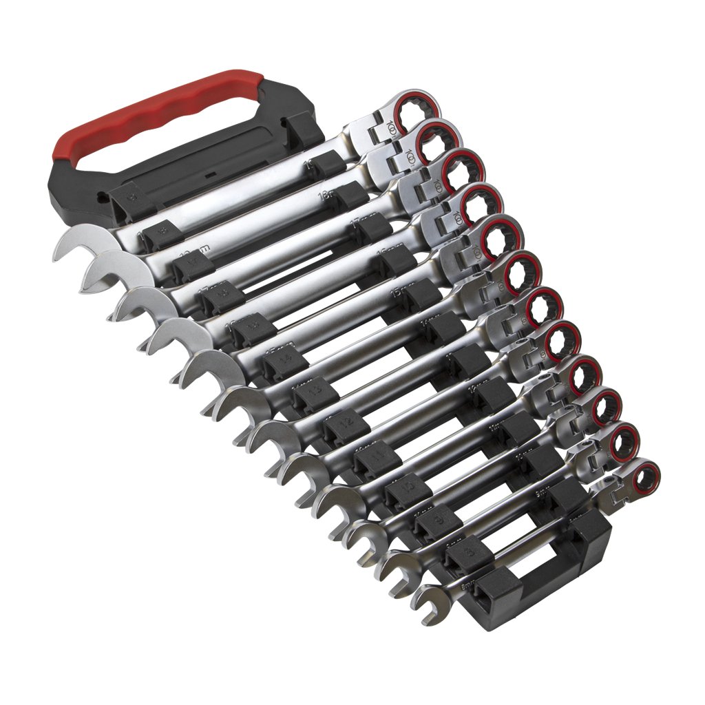 Flexi-Head Ratchet Combination Spanner Set 12pc Metric Premier Platinum