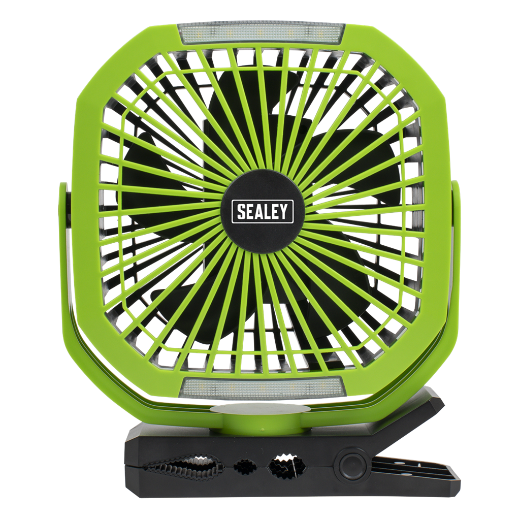 4-Speed Portable Clip Fan with Worklight 8"