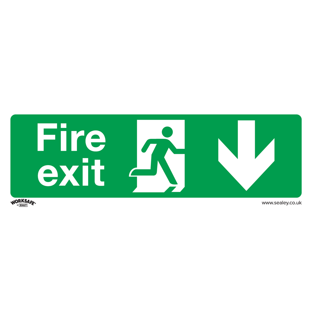 Worksafe&#174; Fire Exit (Down) Safety Sign - Self-Adhesive Vinyl