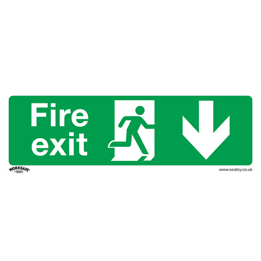 Worksafe&#174; Fire Exit (Down) Safety Sign - Self-Adhesive Vinyl