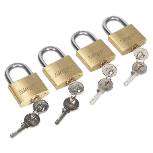 Brass Body Padlock with Brass Cylinder Keyed Alike - Pack of 4