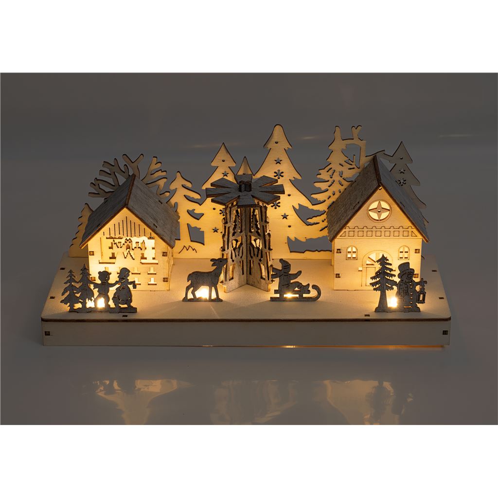 Xmas Haus Battery Powered Wooden Light Up Festive Scene