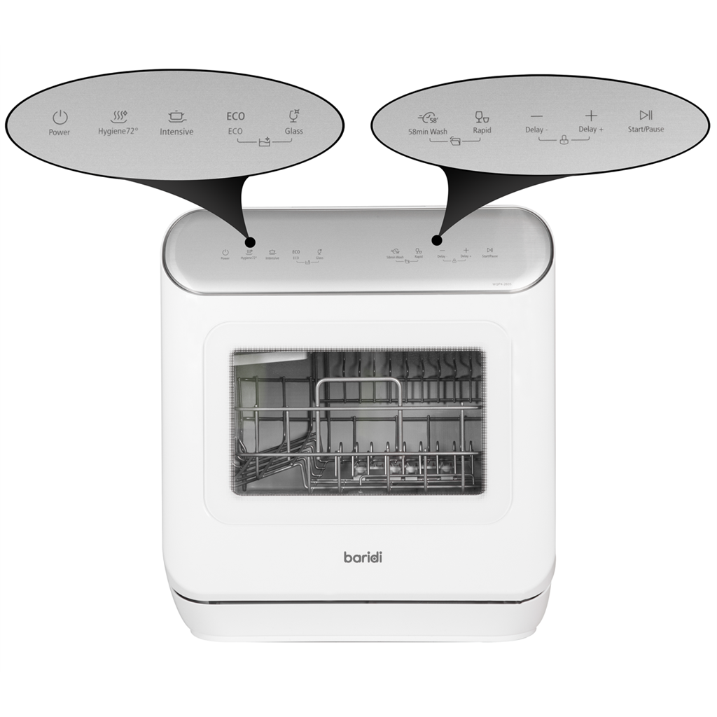 Dellonda 3 Place Settings Mini Portable Tabletop Dishwasher with 7 Wash Functions - DH72