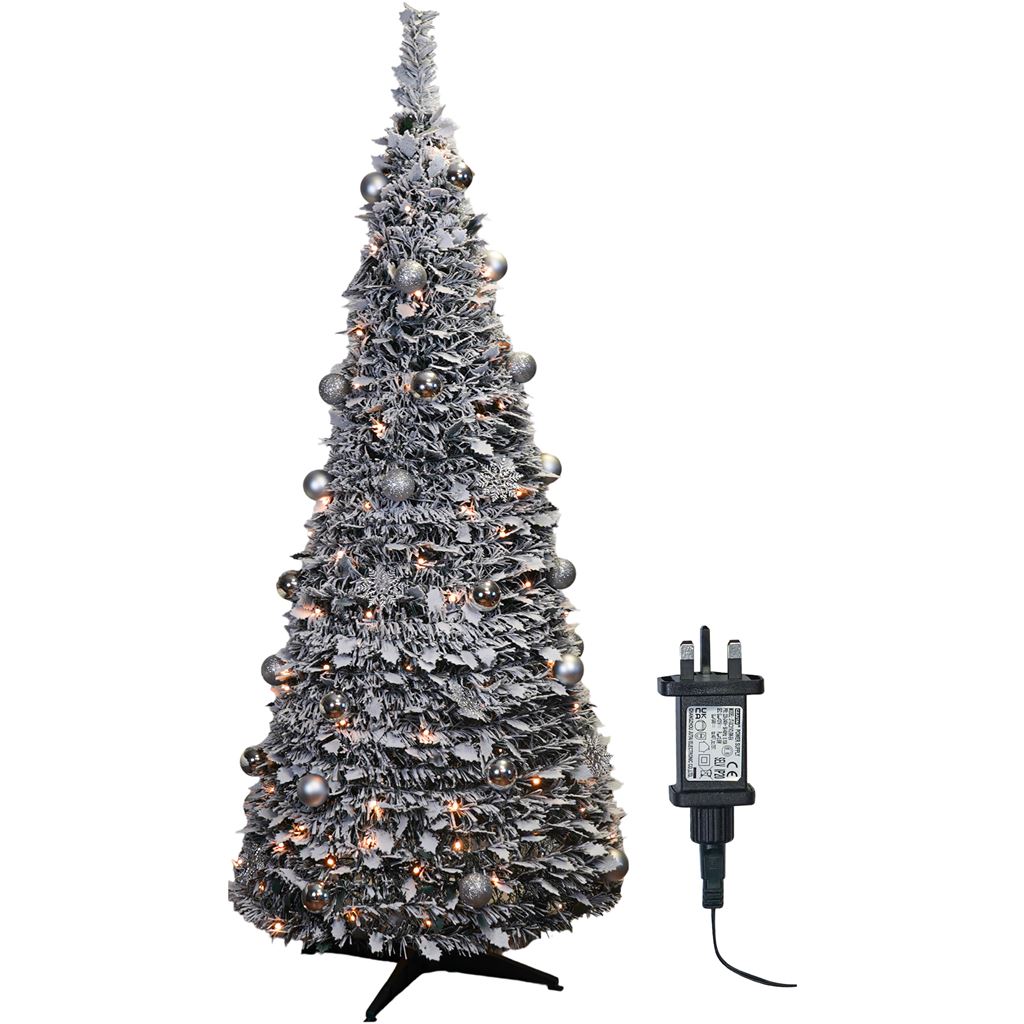 Xmas Haus Pre-Lit Led Pop Up Silver Decor Xmas Tree