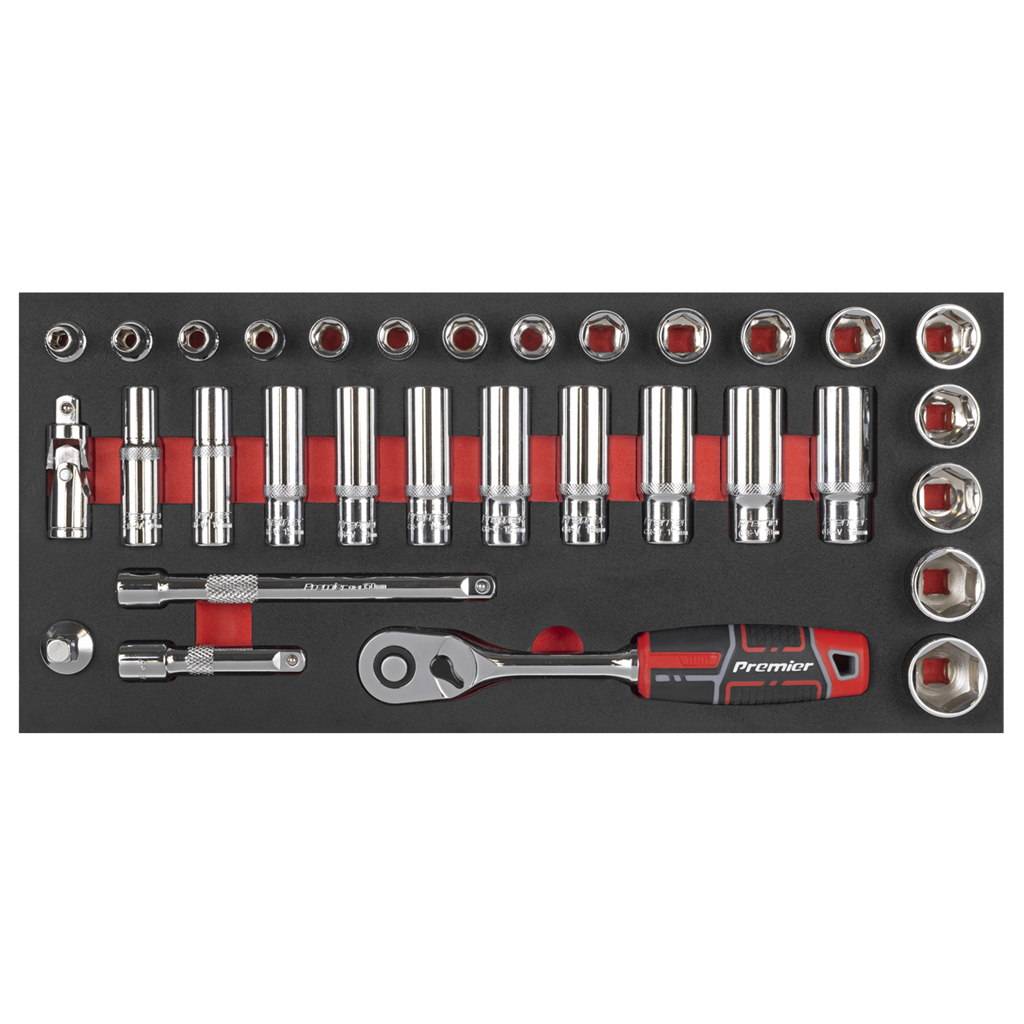 Premier Socket Set with Tool Tray 3/8"Sq Drive 32pc