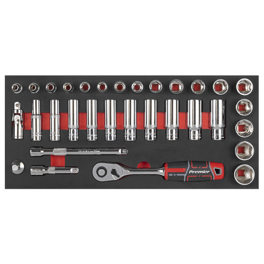 Premier Socket Set with Tool Tray 3/8"Sq Drive 32pc