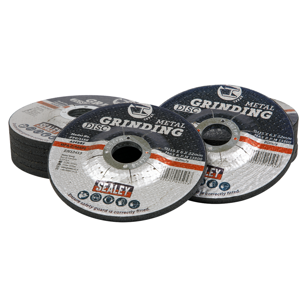 115 x 6mm Grinding Disc 22mm Bore - Pack of 12