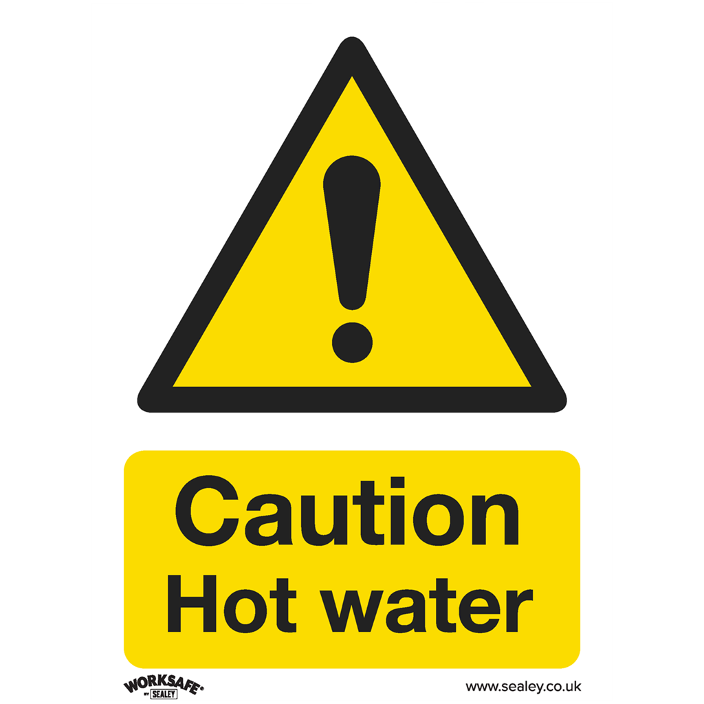 Worksafe&#174; Caution Hot Water Safety Sign - Self-Adhesive Vinyl