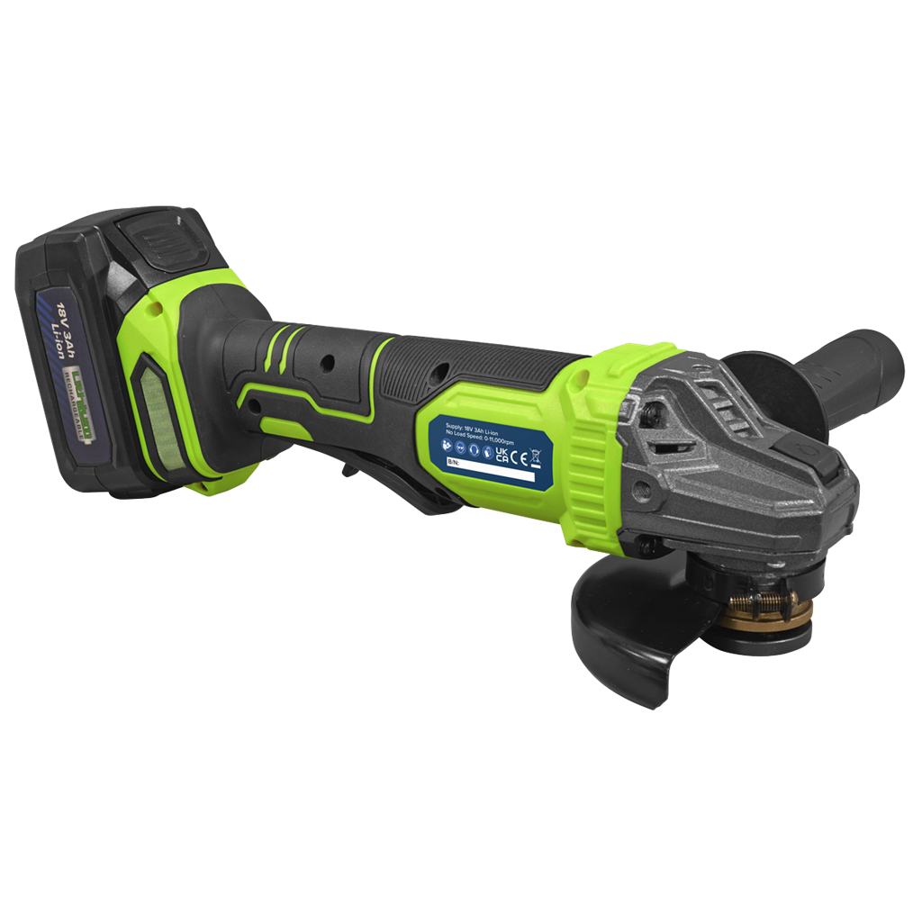 18V 3Ah 115mm Cordless Angle Grinder - Green