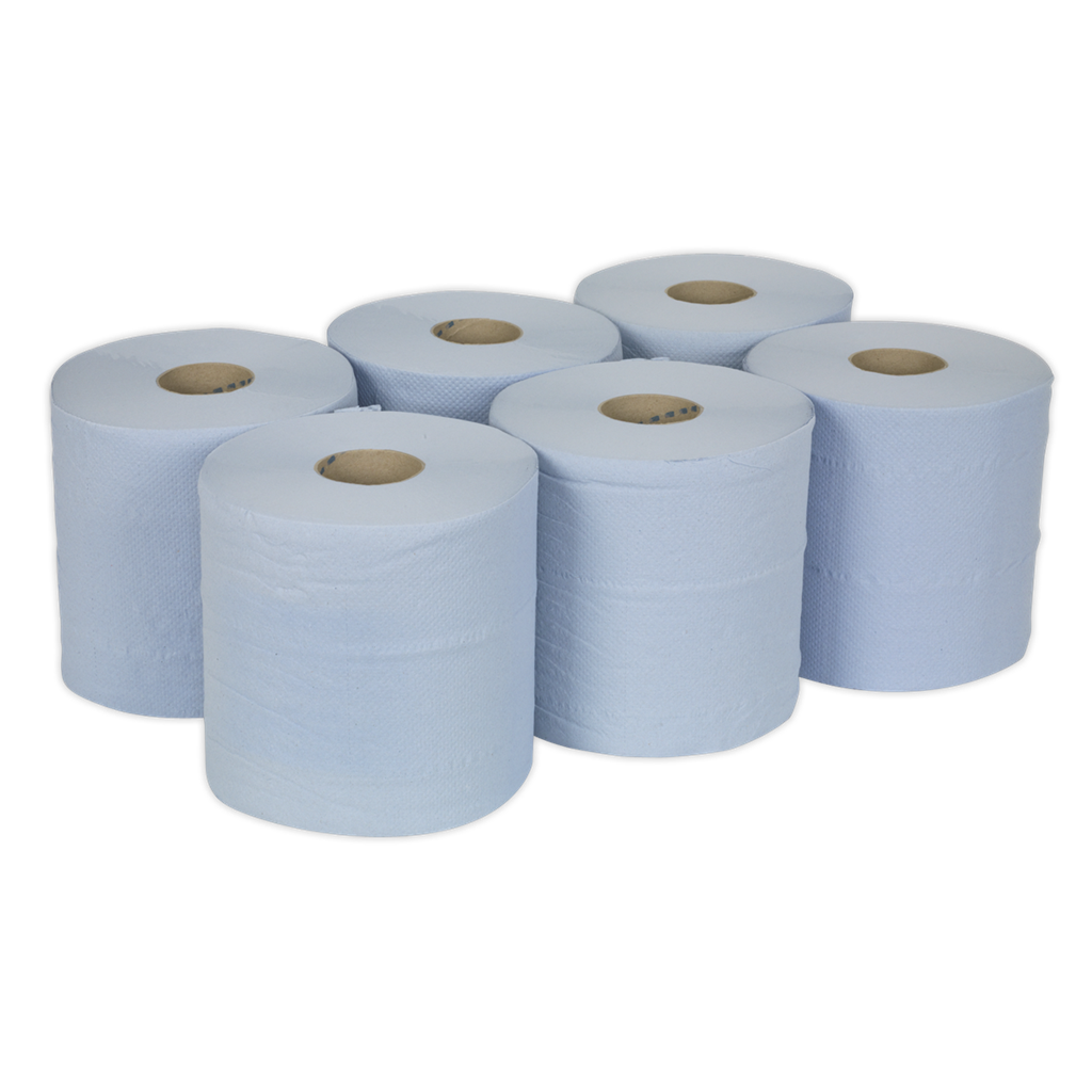 2-Ply Embossed Blue Paper Roll 150m - Pack of 6