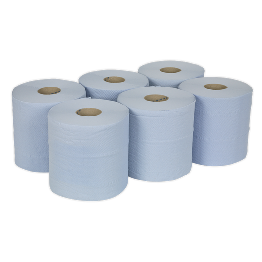 2-Ply Embossed Blue Paper Roll 150m - Pack of 6