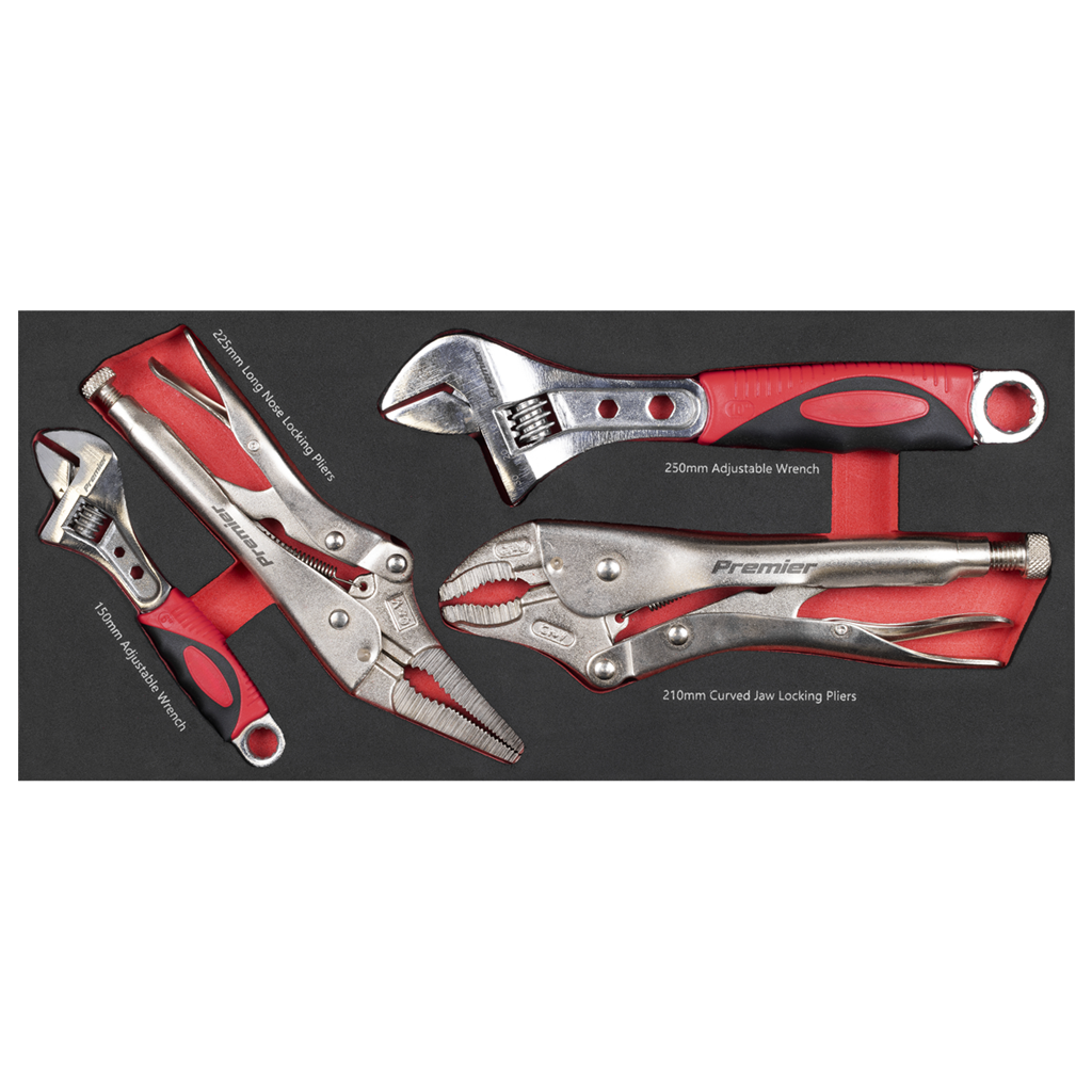 Premier Locking Pliers & Adjustable Wrench Set with Tool Tray 4pc