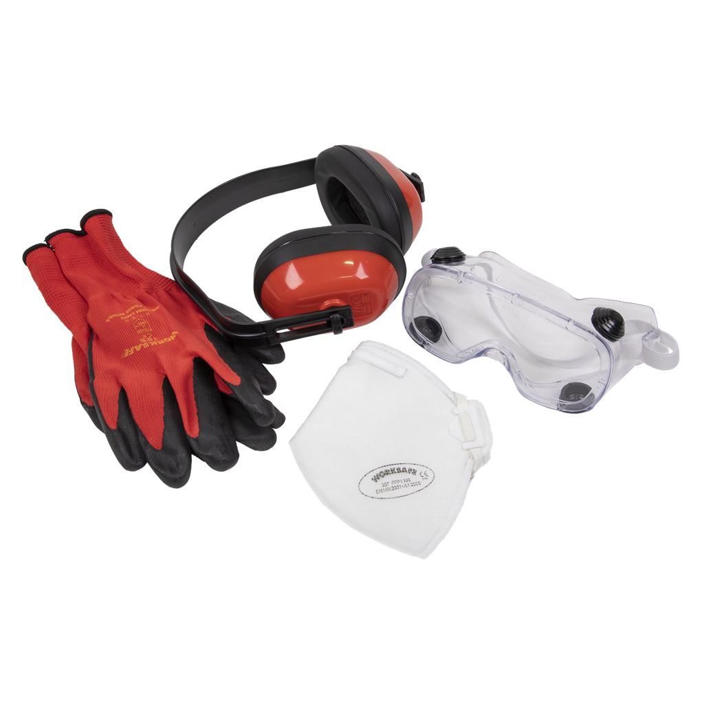 Worksafe&#174; Flexi Grip Gloves, FFP1 Mask, Goggles & Ear Defenders