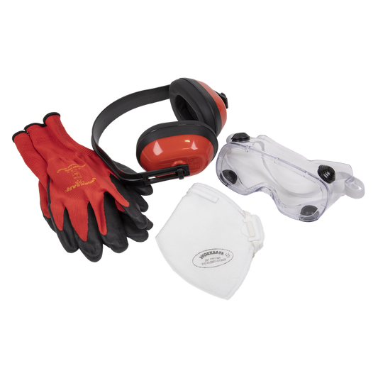 Worksafe&#174; Flexi Grip Gloves, FFP1 Mask, Goggles & Ear Defenders