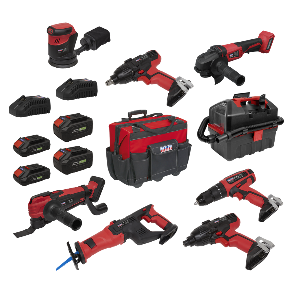 8 x SV20 Series Cordless Power Tool Kit 20V Euro Plug - 4 Batteries