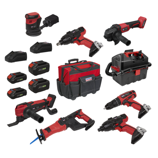 8 x SV20 Series Cordless Power Tool Kit 20V Euro Plug - 4 Batteries