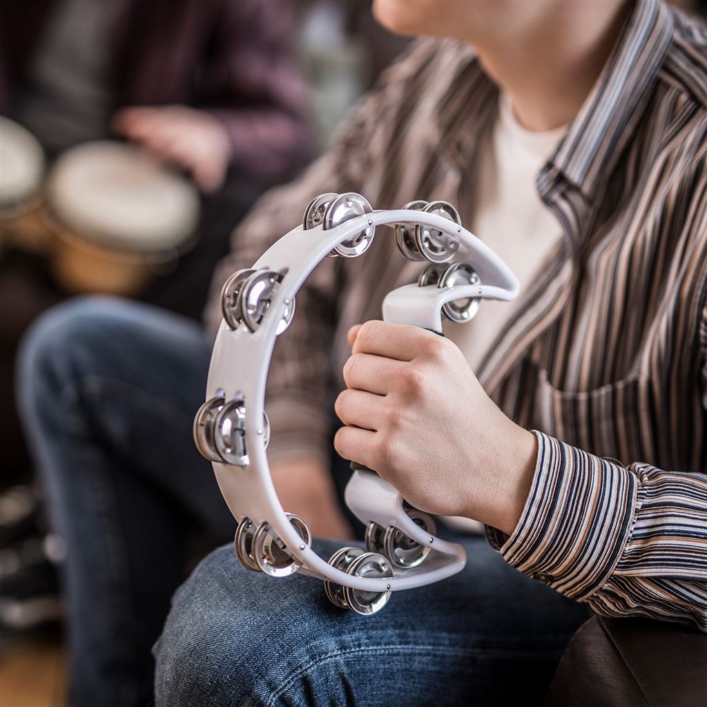 Tambourines - Single D - white - TAMB-SD-WH