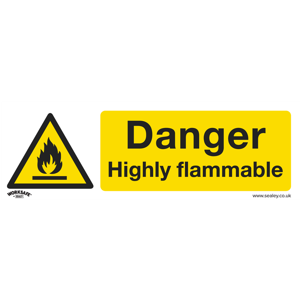 Worksafe&#174; Danger Highly Flammable Safety Sign, Rigid Plastic - Pack of 10