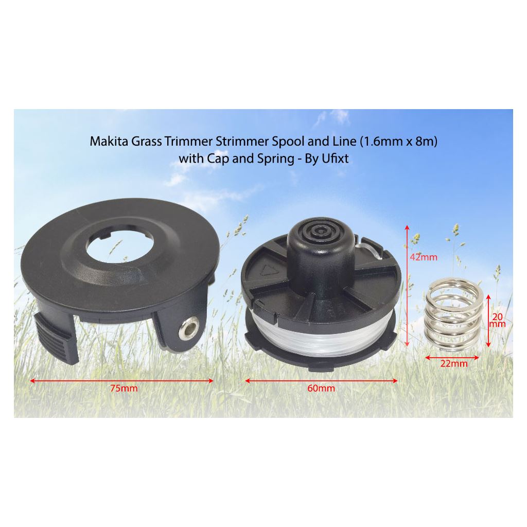 Makita-Compatible Grass Strimmer Spool & Cap Set with Spring - Replaces 196146-9 / 195858-1 / 231352-0