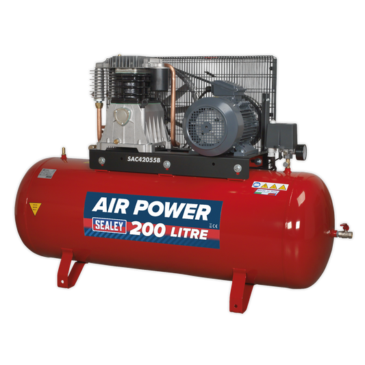 200L Belt Drive Air Compressor with Cast Cylinders 5.5hp 3ph 2-Stage