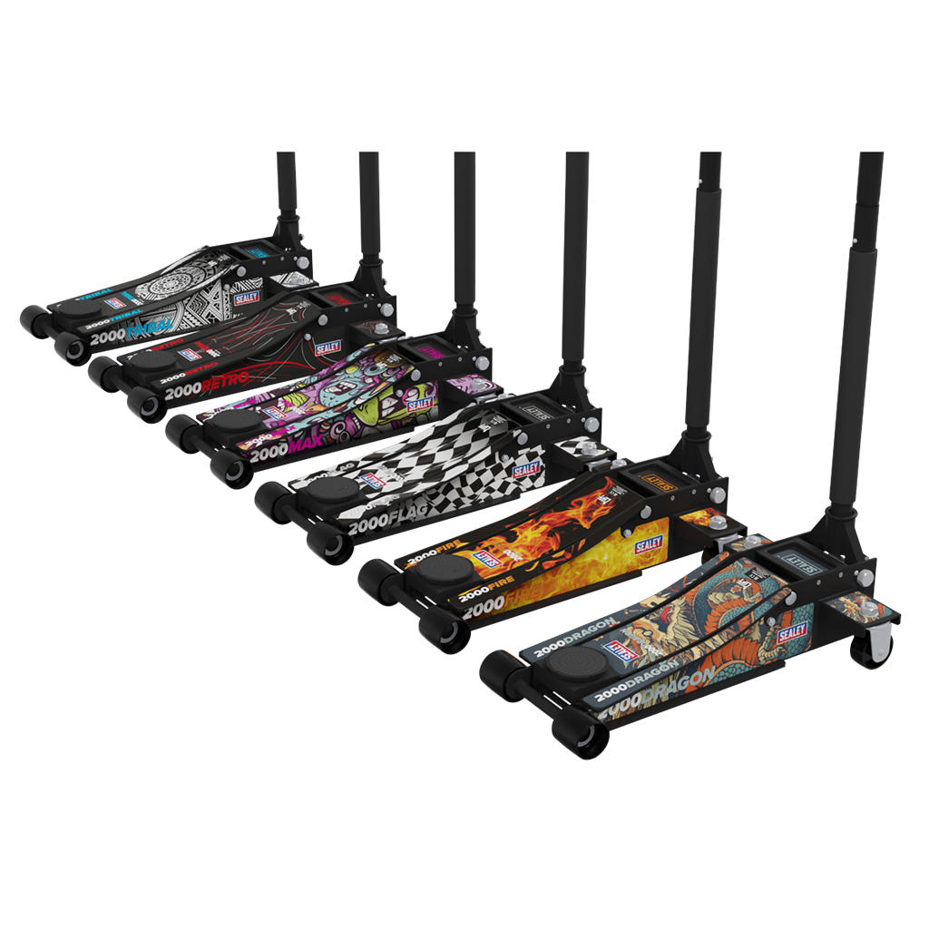Low Profile Custom Design Trolley Jack with Rocket Lift 2 Tonne - Black