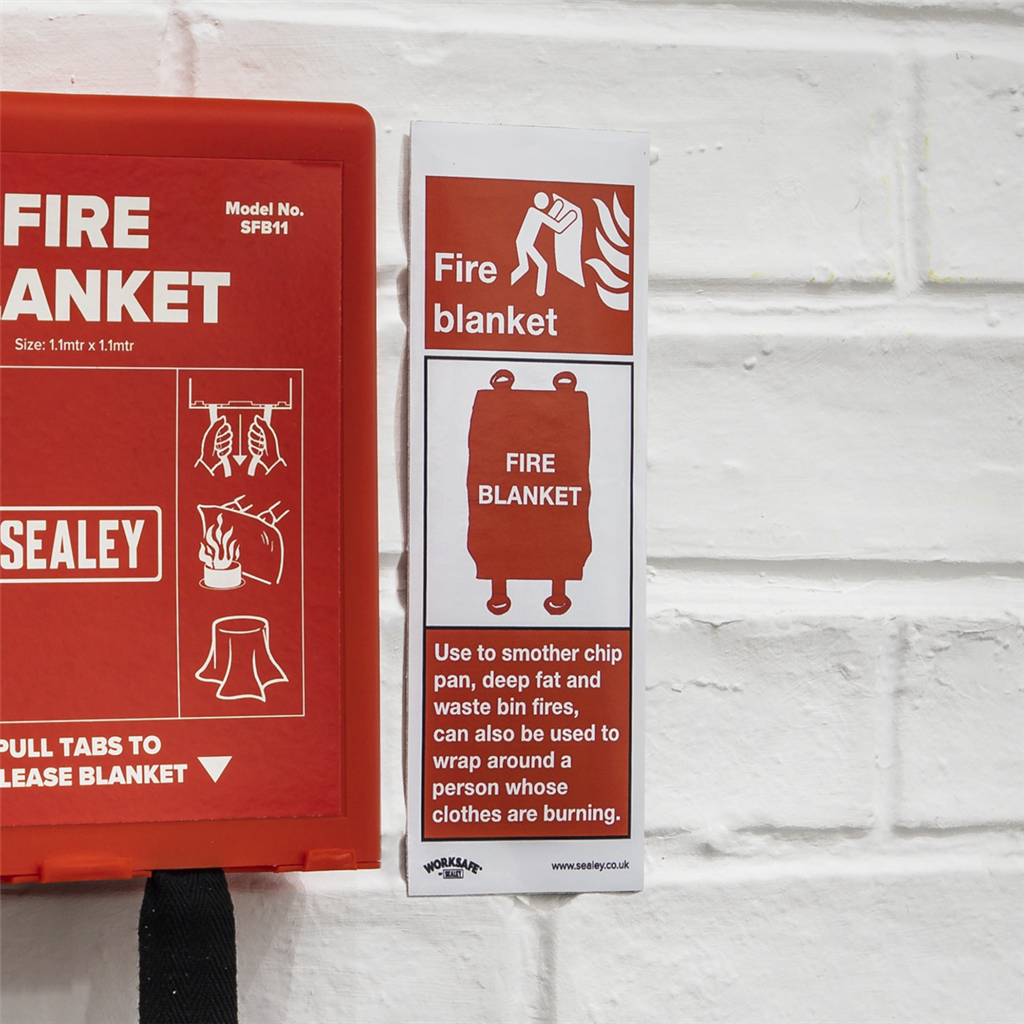 Worksafe&#174; Fire Blanket Safety Sign - Self-Adhesive Vinyl