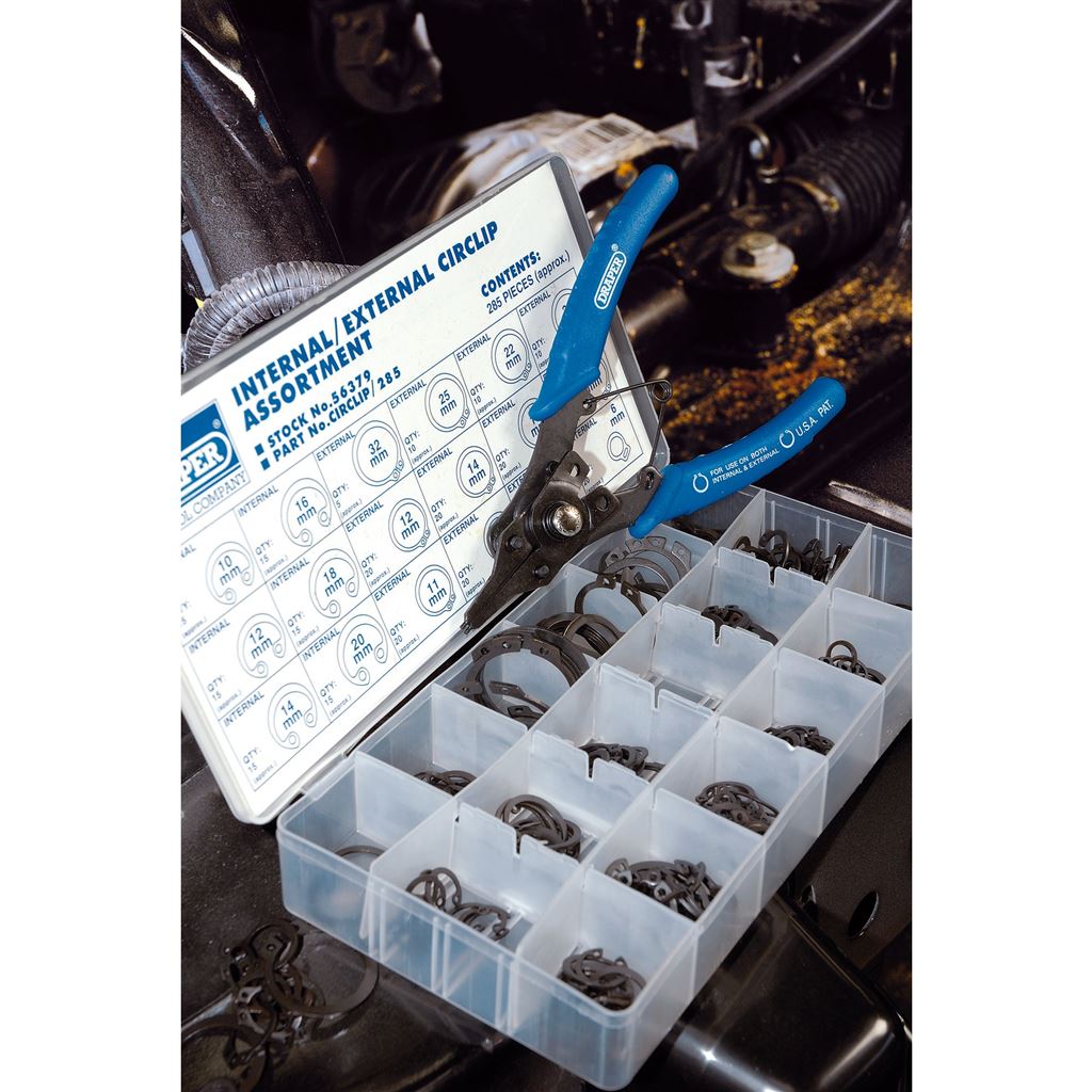 Internal and External Circlip Assortment (285 Piece)