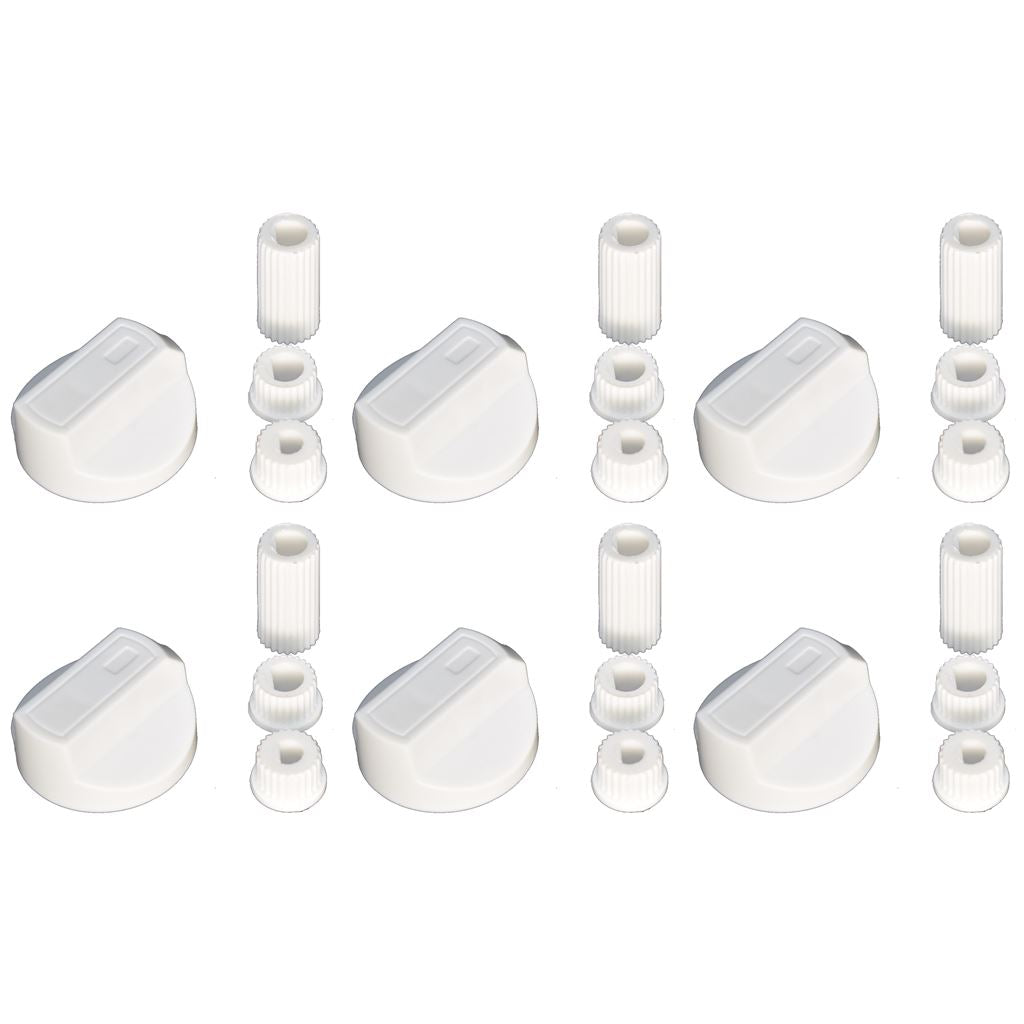 Universal Cooker, Oven & Grill Control Knobs and Adaptors - White (Pack of 6) | Fits All Gas & Electric Cookers | Compatible by Ufixt