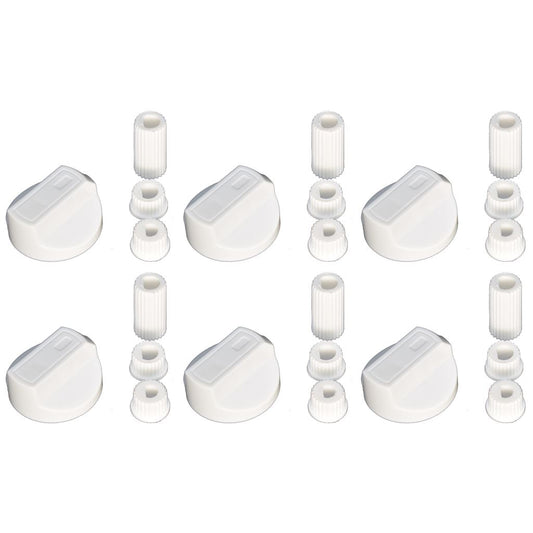 Universal Cooker, Oven & Grill Control Knobs and Adaptors - White (Pack of 6) | Fits All Gas & Electric Cookers | Compatible by Ufixt