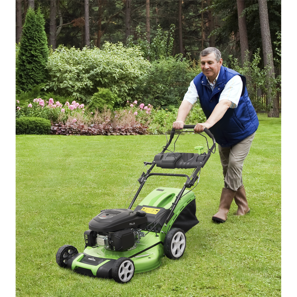 Dellonda Self-Propelled Petrol Lawnmower Grass Cutter with Height Adjustment & Grass Bag 170cc 20"/51cm 4-Stroke Engine