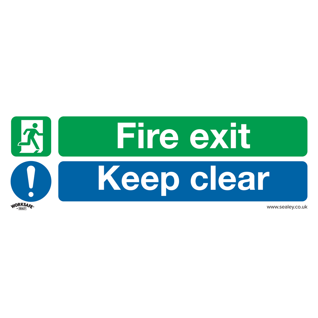 Worksafe&#174; Fire Exit Keep Clear (Large) Safety Sign - Rigid Plastic