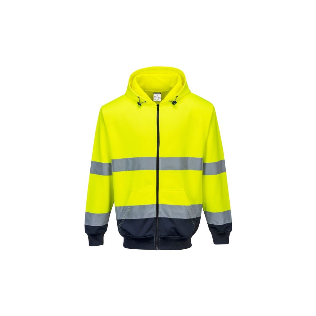 Two-Tone Zip Front Hoodie - Yellow/Navy - XX Large - XXL
