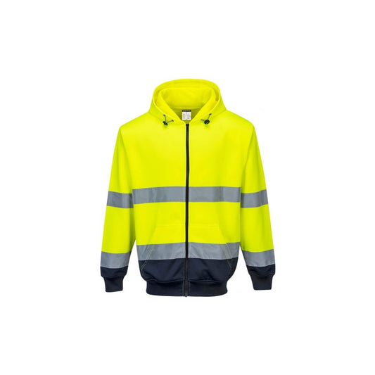 Two-Tone Zip Front Hoodie - Yellow/Navy - XX Large - XXL