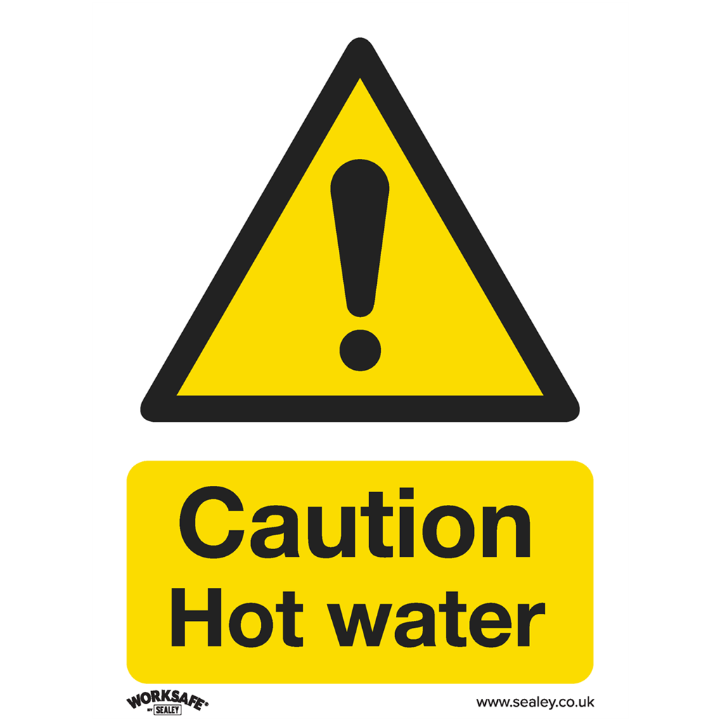 Worksafe&#174; Caution Hot Water Safety Sign, Rigid Plastic - Pack of 10