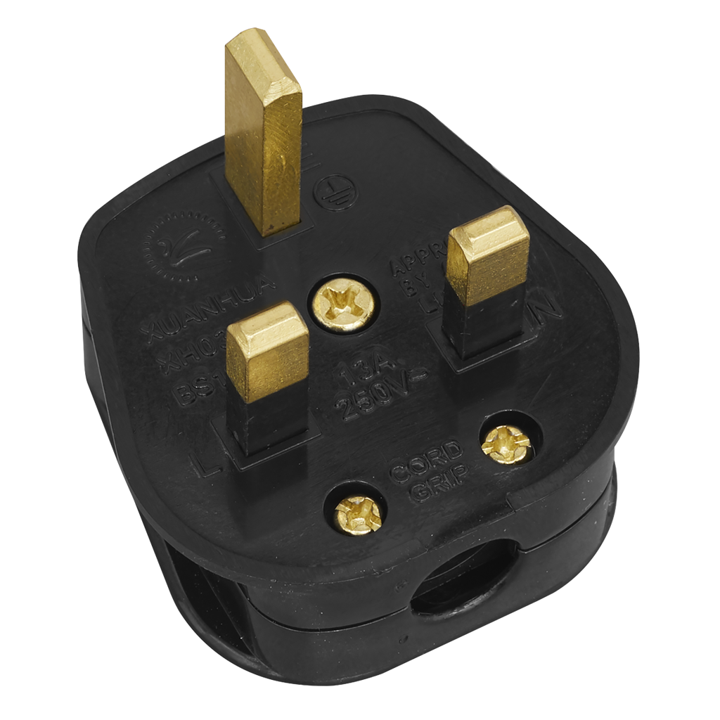 13A Plug, Black - Pack of 20