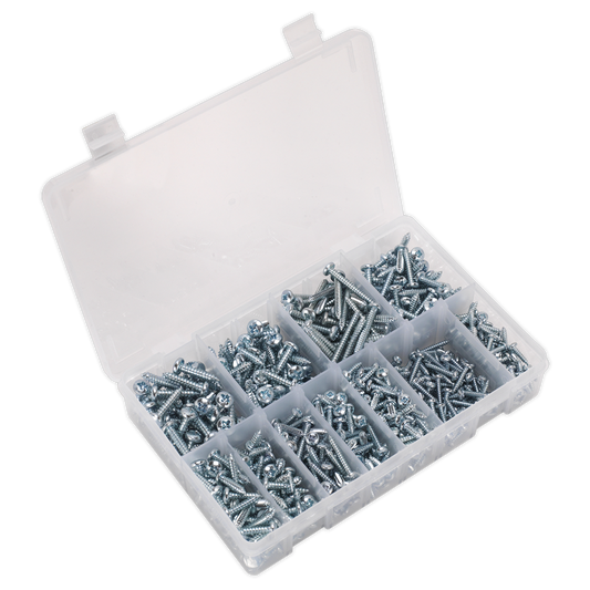 Zinc Plated Self-Tapping Pan Head Pozi Screw Assortment 700pc - DIN 7981CZ