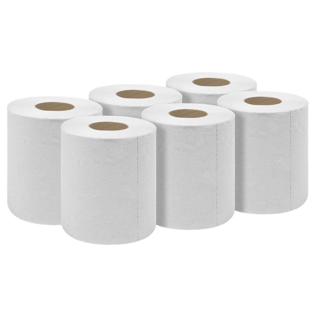 2-Ply Embossed White Paper Roll 60m - Pack of 6