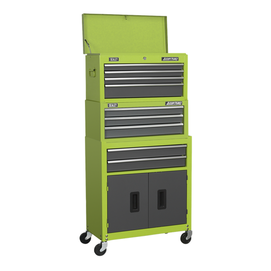 Topchest, Mid-Box & Rollcab 9 Drawer Stack - Green