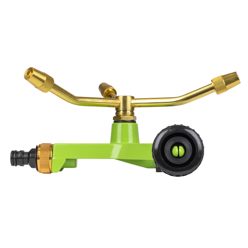 3-Arm Brass Sprinkler with Metal Wheeled Base