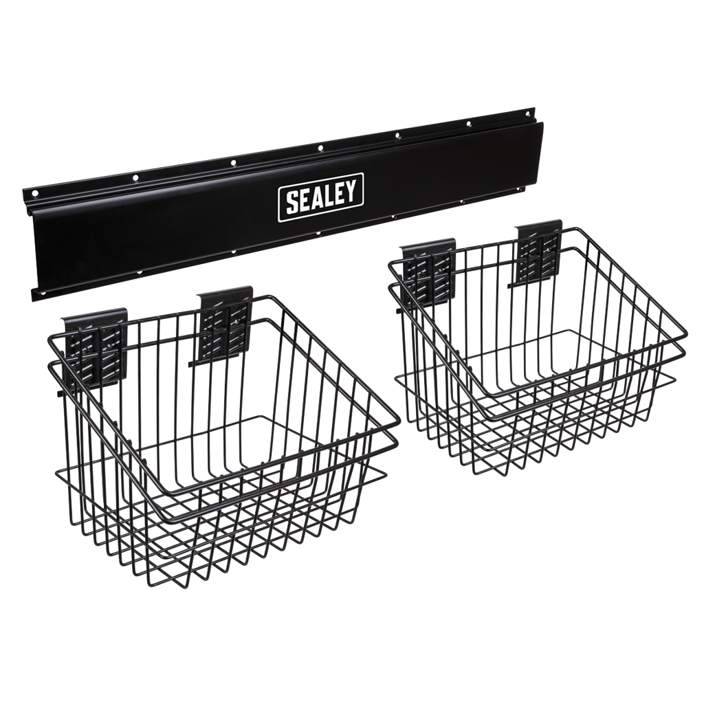 Wall Mounting Storage Rail with 2 Baskets