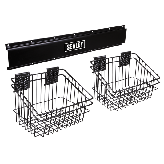 Wall Mounting Storage Rail with 2 Baskets