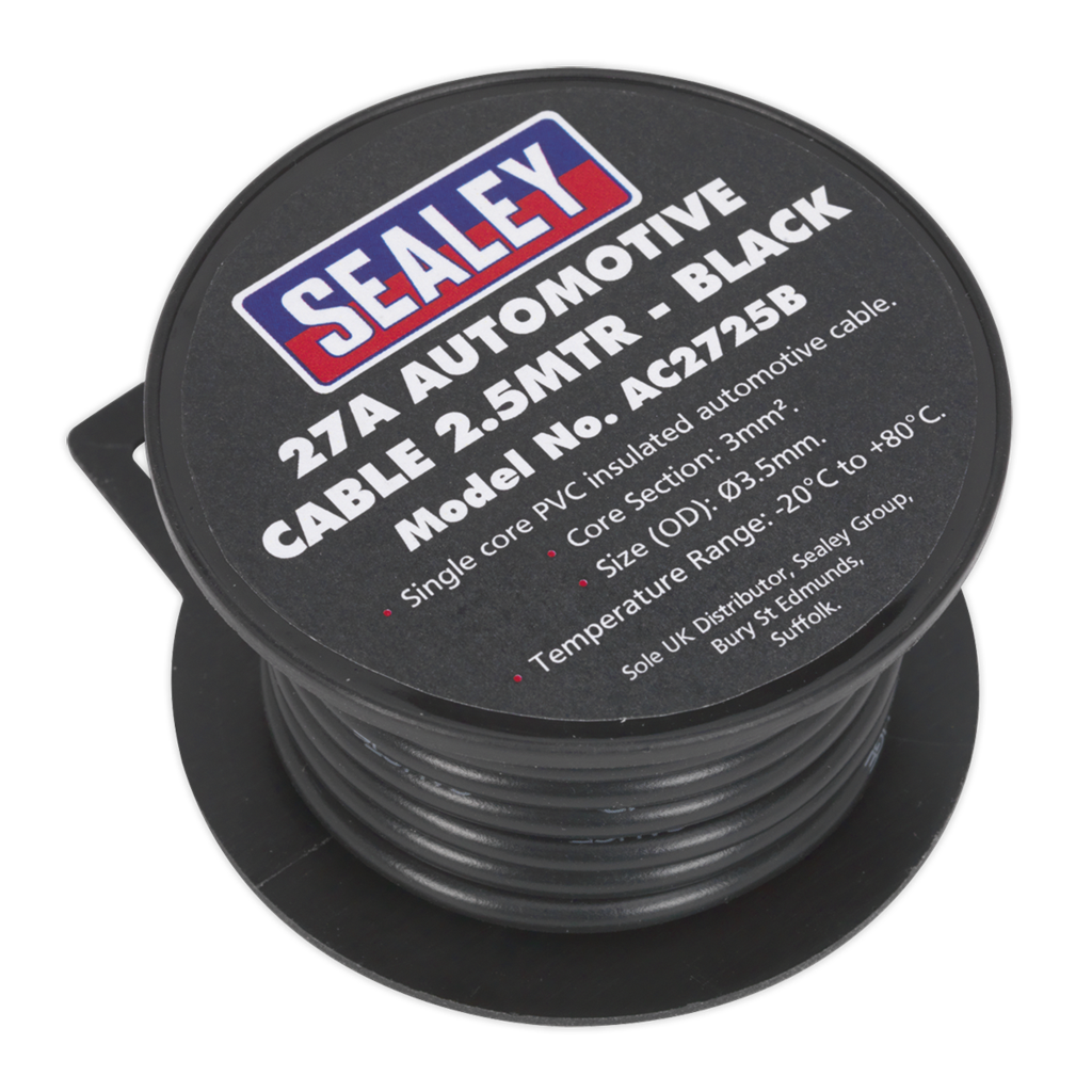 27A Thick Wall Automotive Cable 2.5m - Black